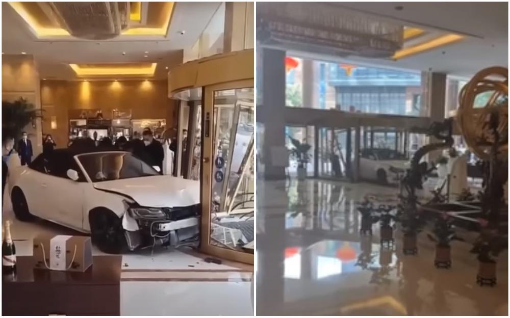 Video / Muškarac Audijem uletio u predvorje hotela, ljudi vrištali