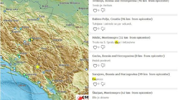 Zemljotres u blizini granice s BiH - Avaz