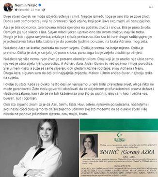 Facebook status Nermina Nikšića - Avaz
