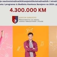 Ministarstvo za nauku, visoko obrazovanje i mlade KS izdvaja 4.300.000,00 KM za finansiranje projekata