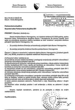 Obavijest Vijeća ministara BiH dostavljena Nezavisnom odboru PSBiH - Avaz