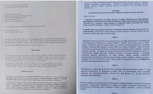 Faksimil usvojenog amandmana i ugovor dostavljen IZ Prijedor - Avaz