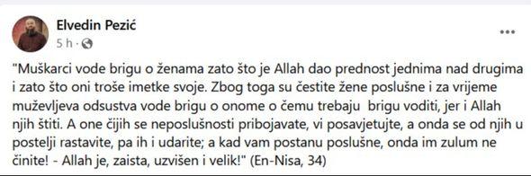 Objava Pezića na Facebooku - Avaz