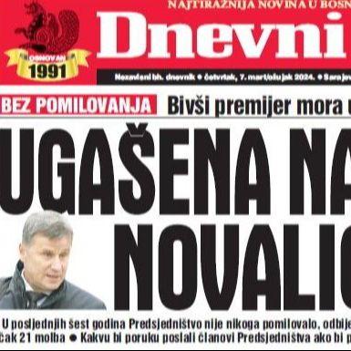 U današnjem "Dnevnom avazu" čitajte: Ugašena nada Novaliću