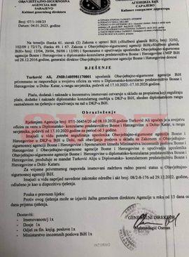 Faksimil rješenja o produženju mandata koji je potpisao  Mehmedagić 4. januara - Avaz