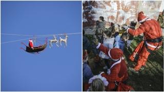 Video / Iznenađenje za sarajevske mališane: Djeda Mrazevi se s krova zgrade spustili do vrtića