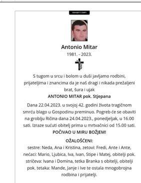 Preminuo Antonio Mitar - Avaz