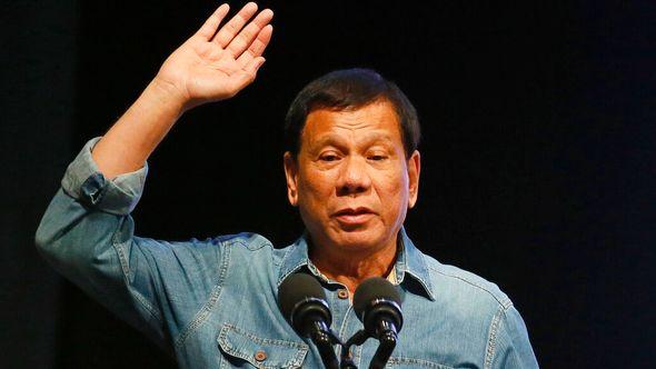 Philippine President Rodrigo Duterte gestures as addresses thousands of the country's municipal councilors during its 10th National Congress Wednesday, March 8, - Avaz