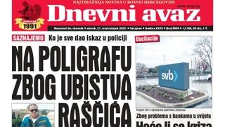 U današnjem "Dnevnom avazu" čitajte: Na poligrafu zbog ubistva Raščića