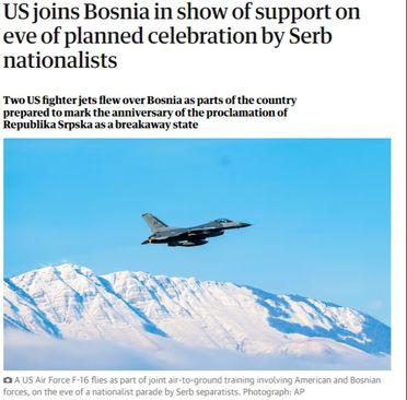 The Guardian pisao o preletu američkih borbenih aviona - Avaz