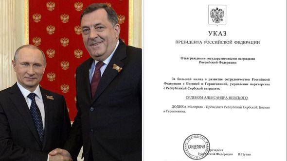 Dodik o Putinovom odlikovanju: Ponosan sam - Avaz