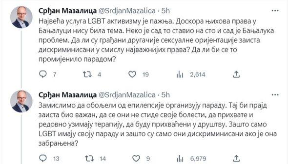 Objava Mazalice na Twitteru - Avaz