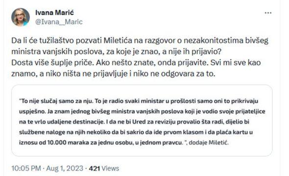 Objava Ivane Marić  - Avaz