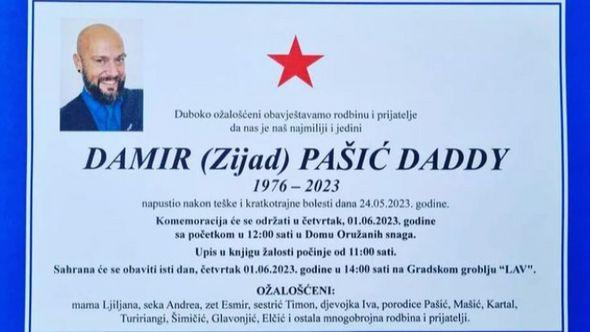 Smrtovnica Damira Pašića - Avaz
