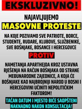Pamflet poziva na protest objavljen na profilu Yasmin Mulahusein - Avaz
