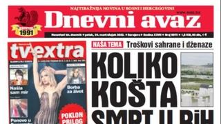 U današnjem "Dnevnom avazu" čitajte: Koliko košta smrt u BiH