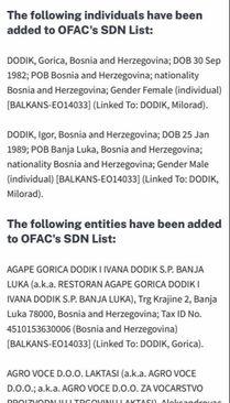 Sankcije za porodicu Dodik - Avaz