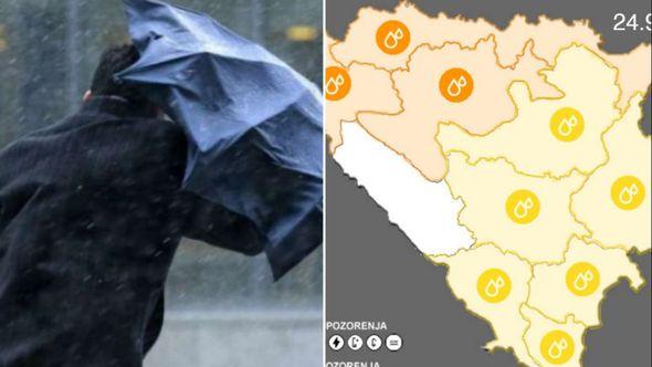 Žuti i narandžasti meteoalarm upaljen za veći dio BiH - Avaz