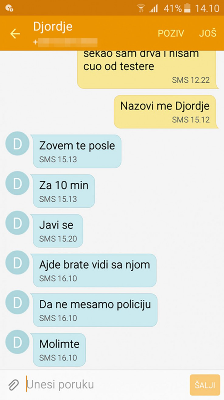 Poruke koje je Ivaninom bratu slao Đorđe - Avaz, Dnevni avaz, avaz.ba