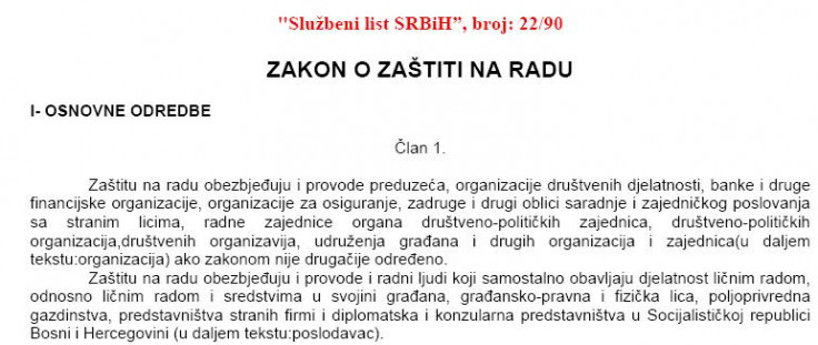 Zakon o zaštiti na radu datira iz 1990. godine  - Avaz, Dnevni avaz, avaz.ba