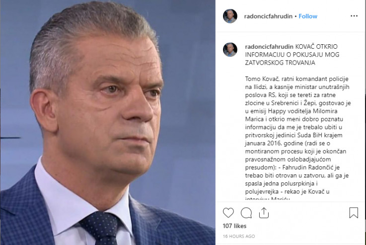 Faksimil objave na Radončićevom instagram profilu - Avaz, Dnevni avaz, avaz.ba