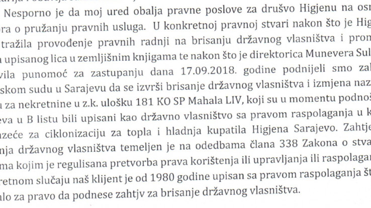     Faksimil dijela demantija koji dokazuje da su pokušali  brisati državu kao vlasnika zemljišta - Avaz, Dnevni avaz, avaz.ba