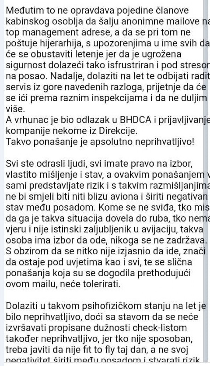 Faksimil upozorenja radnicima koji su tražili zarađene plaće  - Avaz, Dnevni avaz, avaz.ba