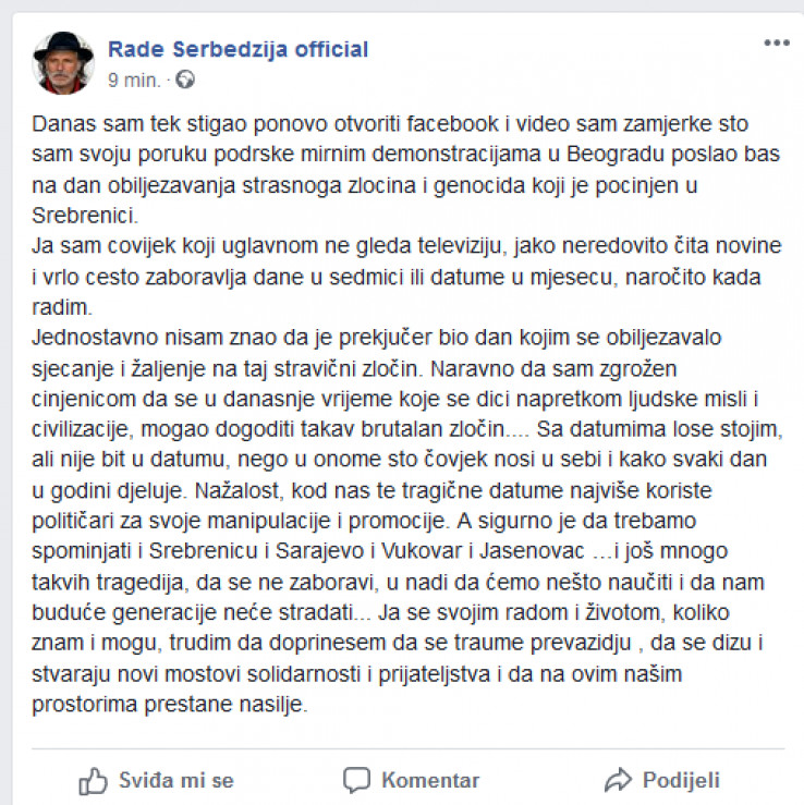 Status Radeta Šerbedžije - Avaz, Dnevni avaz, avaz.ba