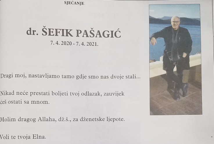 Dr. Šefik Pašagić preminuo prošle godine, dženaza obavljena 7. aprila 