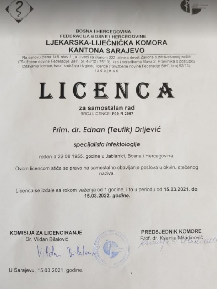 Licenca doktora Ednana Drljevića
