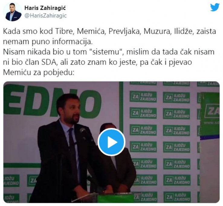 Objava Harisa Zahiragića na Twitteru
