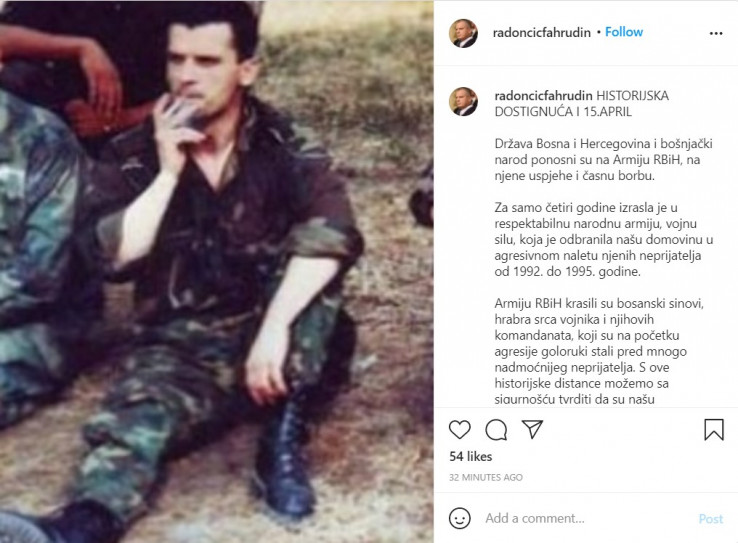 Faksimil Radončićevog statusa na Instagramu