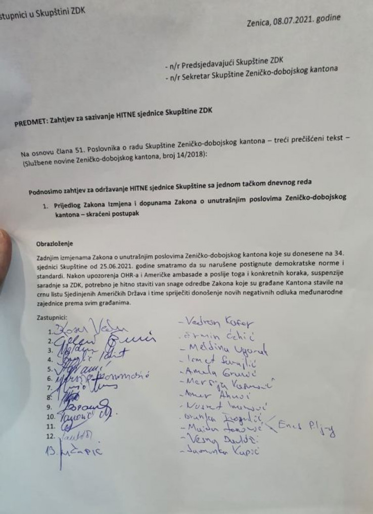 Zastupnici opozicije stavili potpis na zahtjev