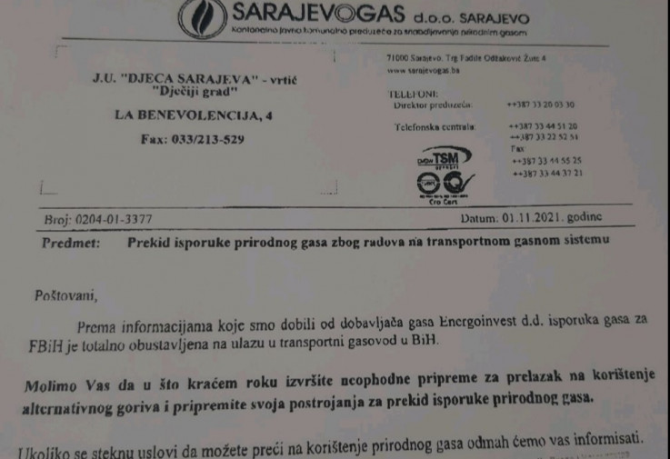 Faksimil saopćenja "Sarajevogasa"