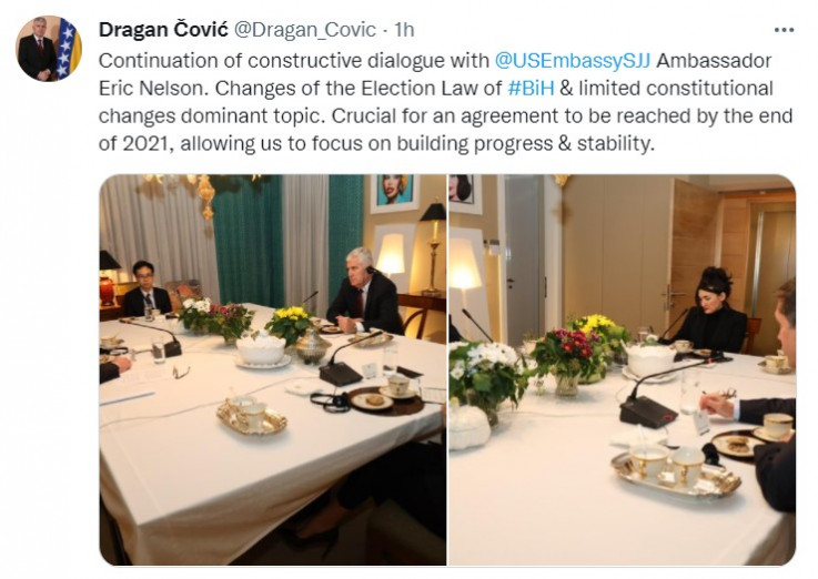 Status Dragana Čovića na Twitteru 
