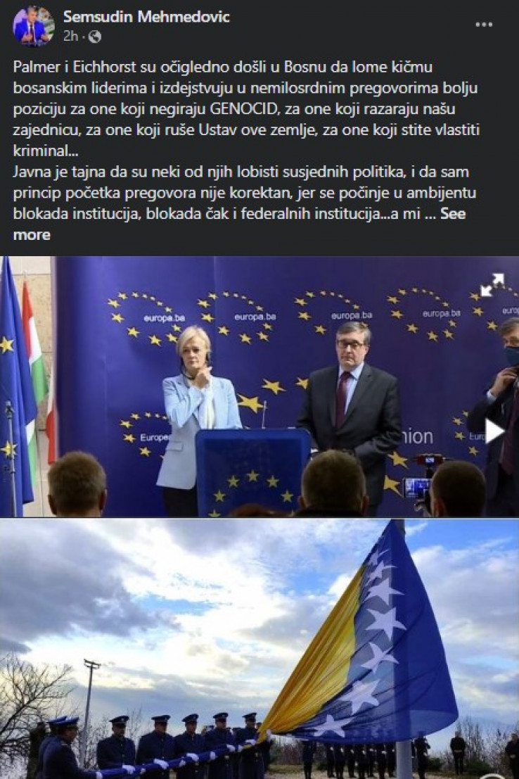 Status Šemsudina Mehmedovića na Facebooku