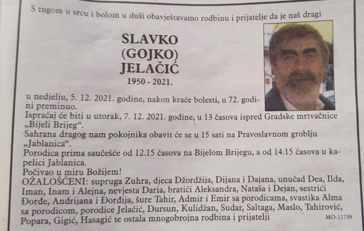 Posljednji pozdrav Slavku Jelačiću