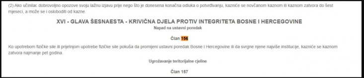 U KZBiH jasno piše kolika je predviđena kazna za krivična djela protiv integriteta BiH 
