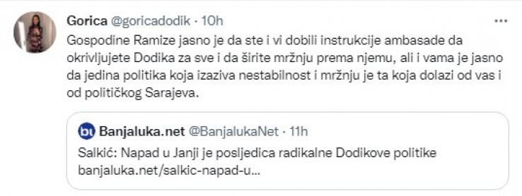 Objava Gorice Dodik