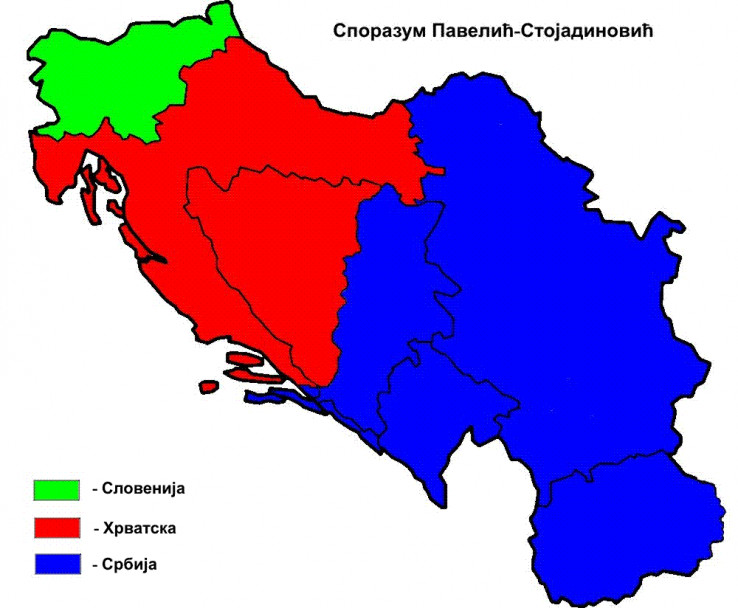 Karta Srbije i Hrvatske prema sporazum
