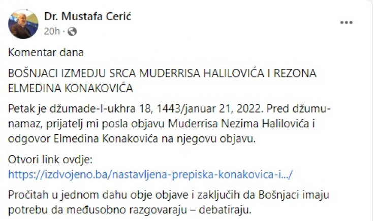 Komentar Mustafe Cerića