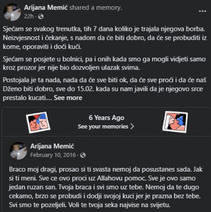 Potresni status Arijane Memić