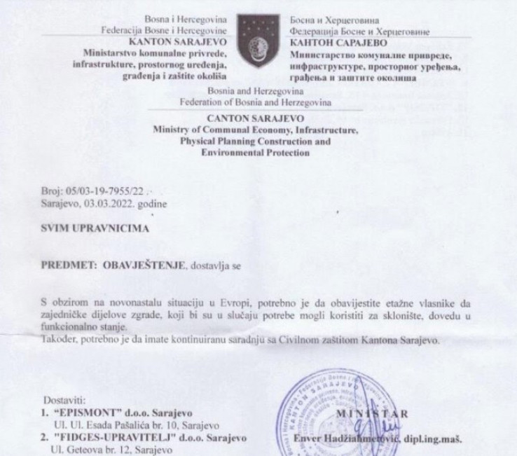 Zahtjev iz ministarstva
