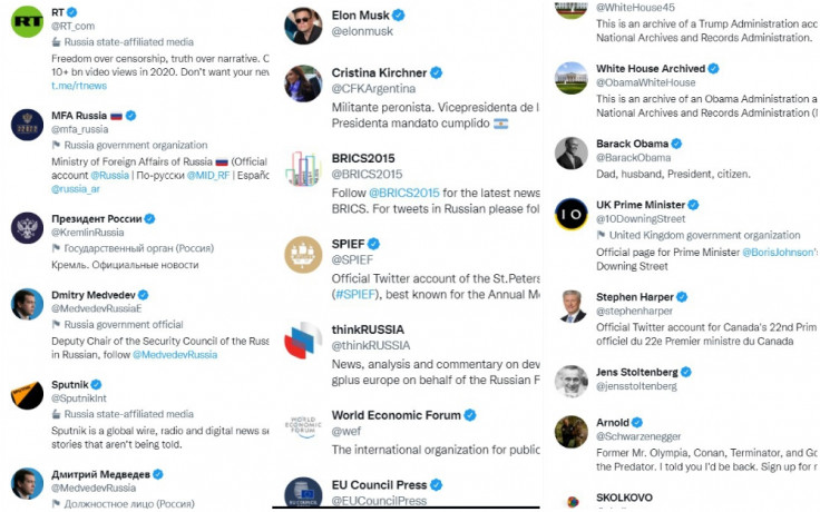 Profili koje Putin prati na Twitteru