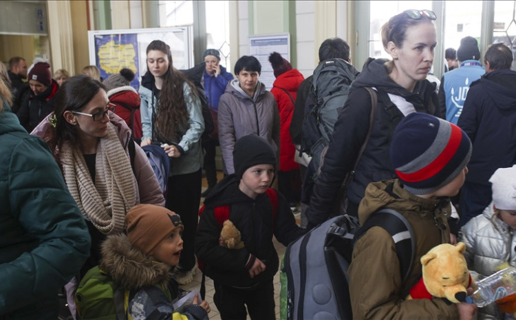 Ukrainian civilians fleeing from their country due to ongoing Russia's attacks on Ukraine, continue to arrive by train in Przemysl, Poland on April 3, 2022.