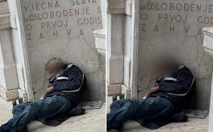 Muškarac zaspao ispred Vječne vatre u Sarajevu