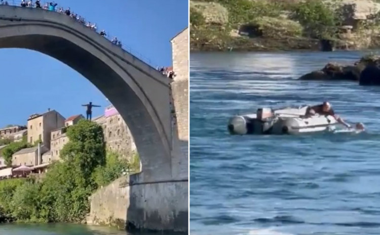 Mostarski skakači Admir Delić Guma i Hamza Duraković jučer su spasili iz Neretve američkog turistu