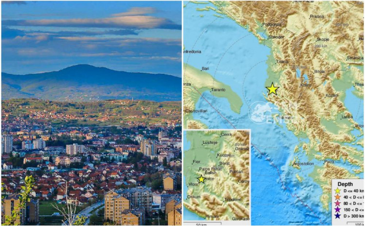 Čačak u Srbiji i  karta Albanije