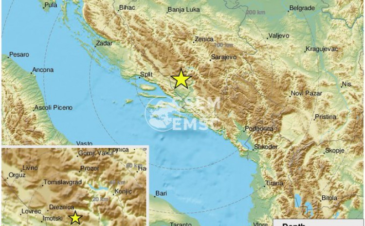 Zemljotres zabilježen na 16 kilometara od Širokog Brijega