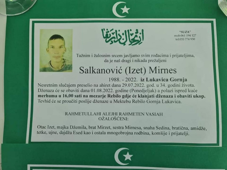 Mirnes Salkanović: Preselio u 34. godini života